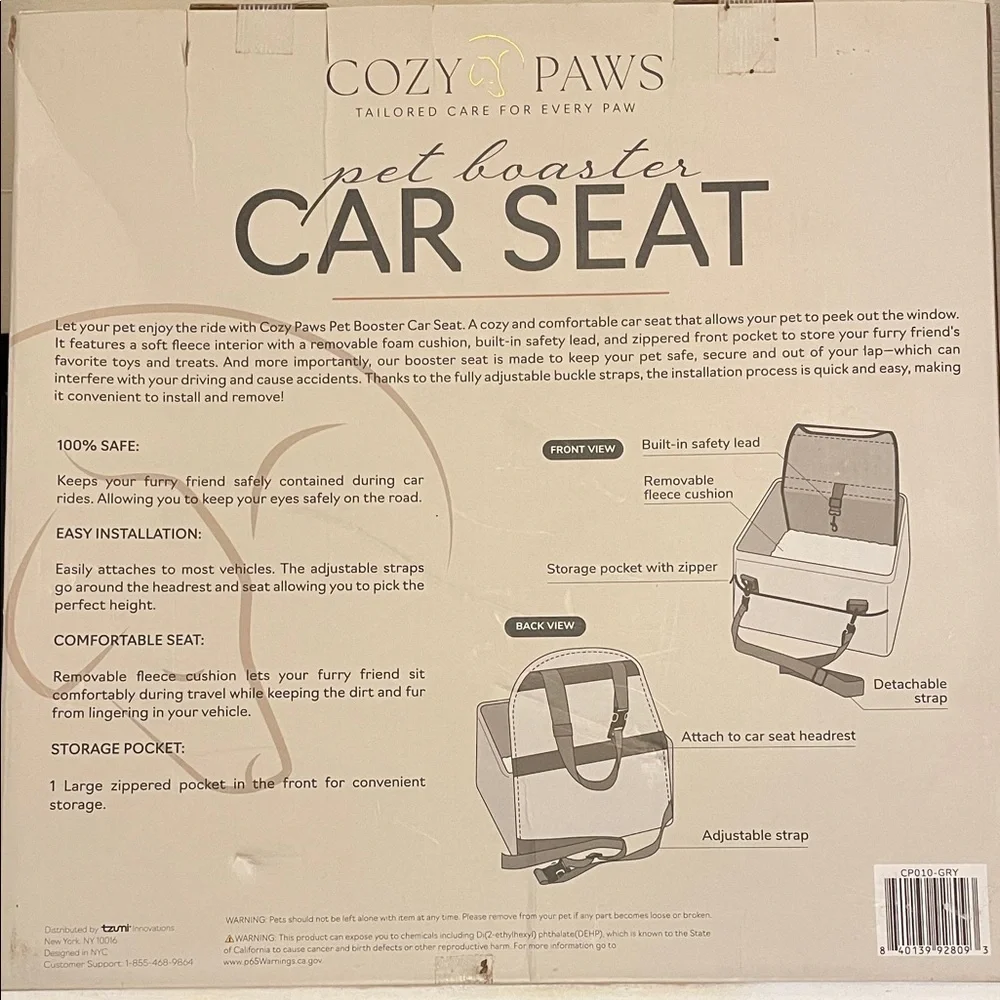 Gray Small Pet Booster Car Seat